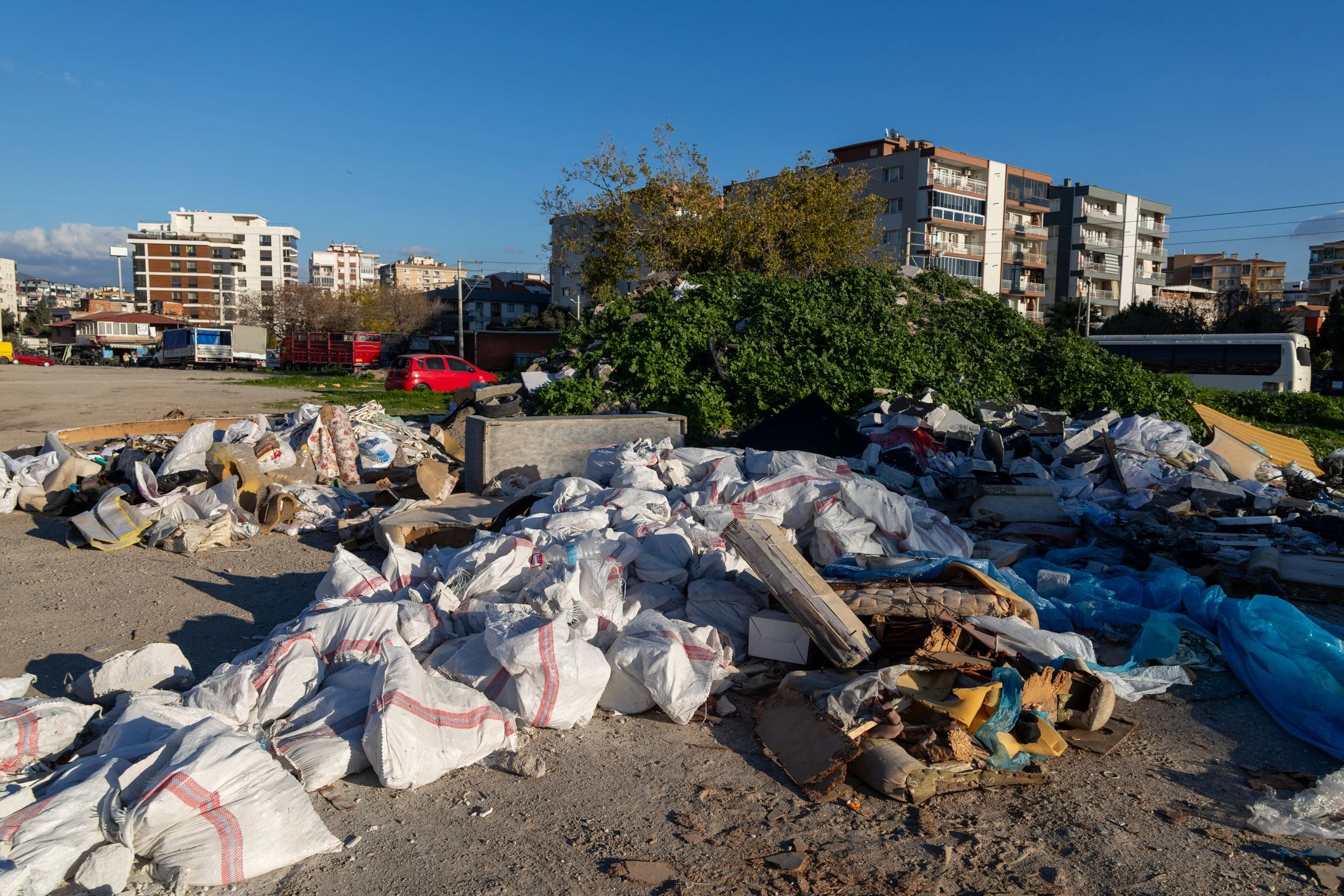 Urban illegal dumping creating widespread dangerous environmental pollution